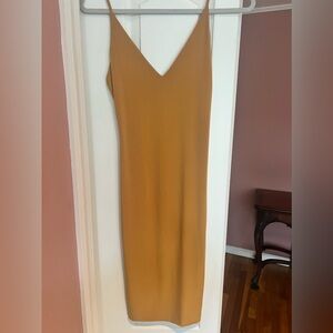Spaghetti Strap Yellow Midi dress